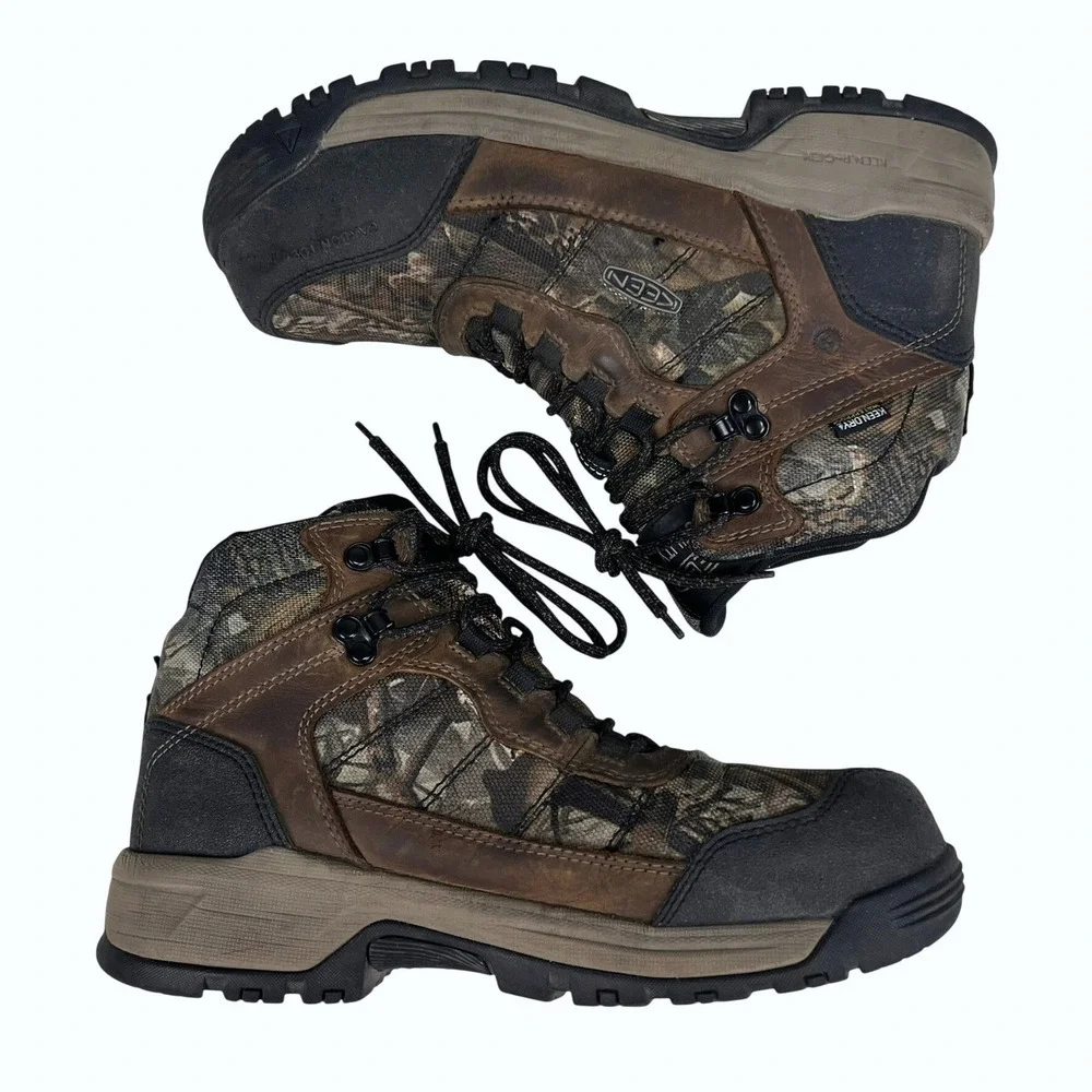 Keen Utility Lansing Mid Camo Waterproof Carbon Toe Work Boots Mens 8 Wide EH SR